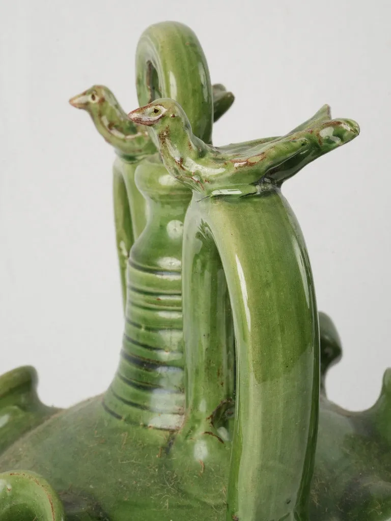 Pair of Early 20th Century Spanish Green Glazed Decorative Jug 13½"