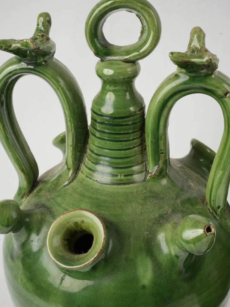 Pair of Early 20th Century Spanish Green Glazed Decorative Jug 13½"