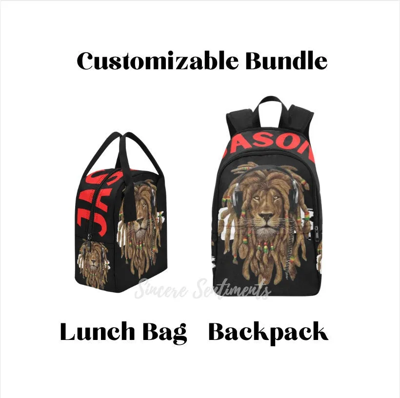 Personalized Rasta Lion Backpack & Lunch Bag Bundle |