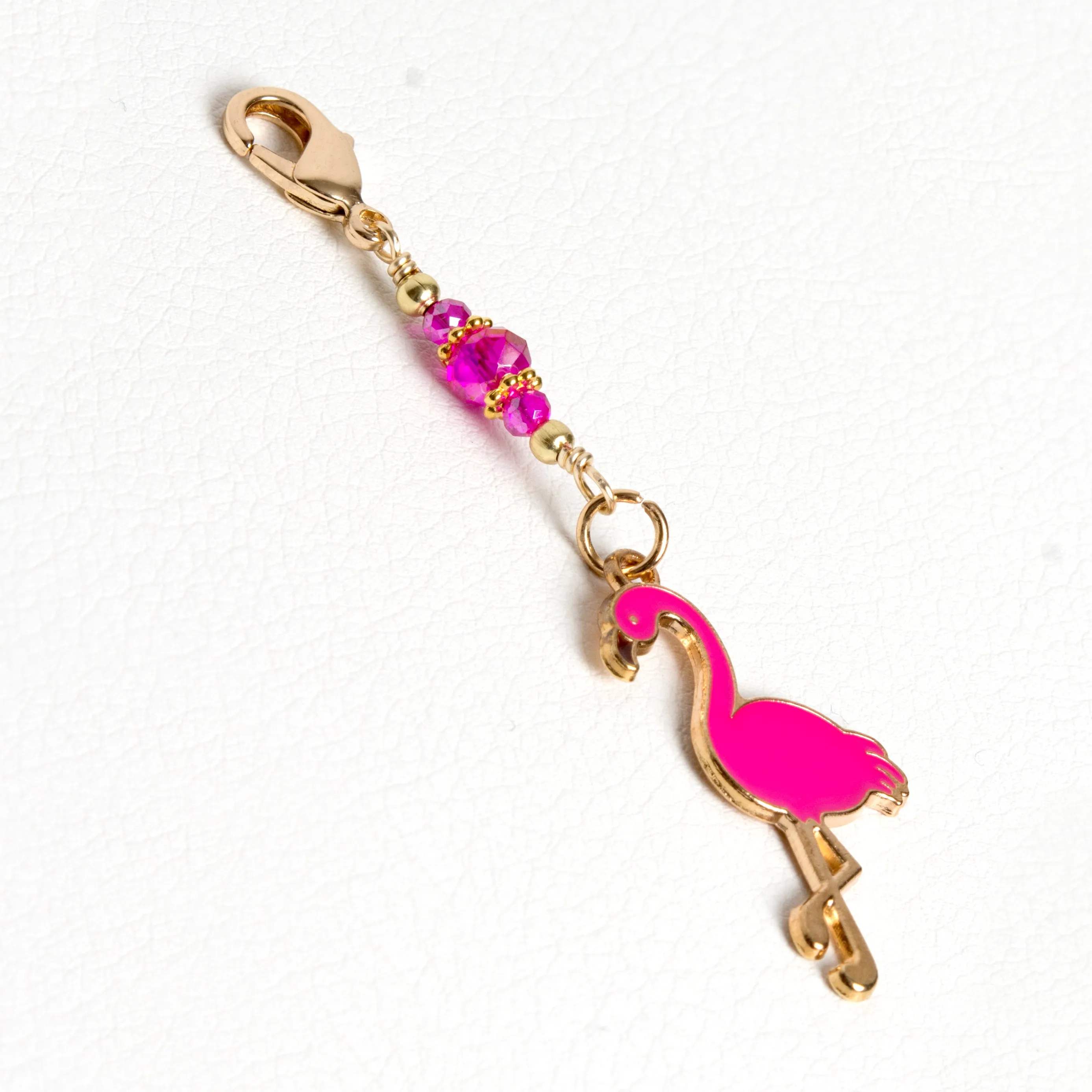 Pink Flamingo Charm with Bead Dangle