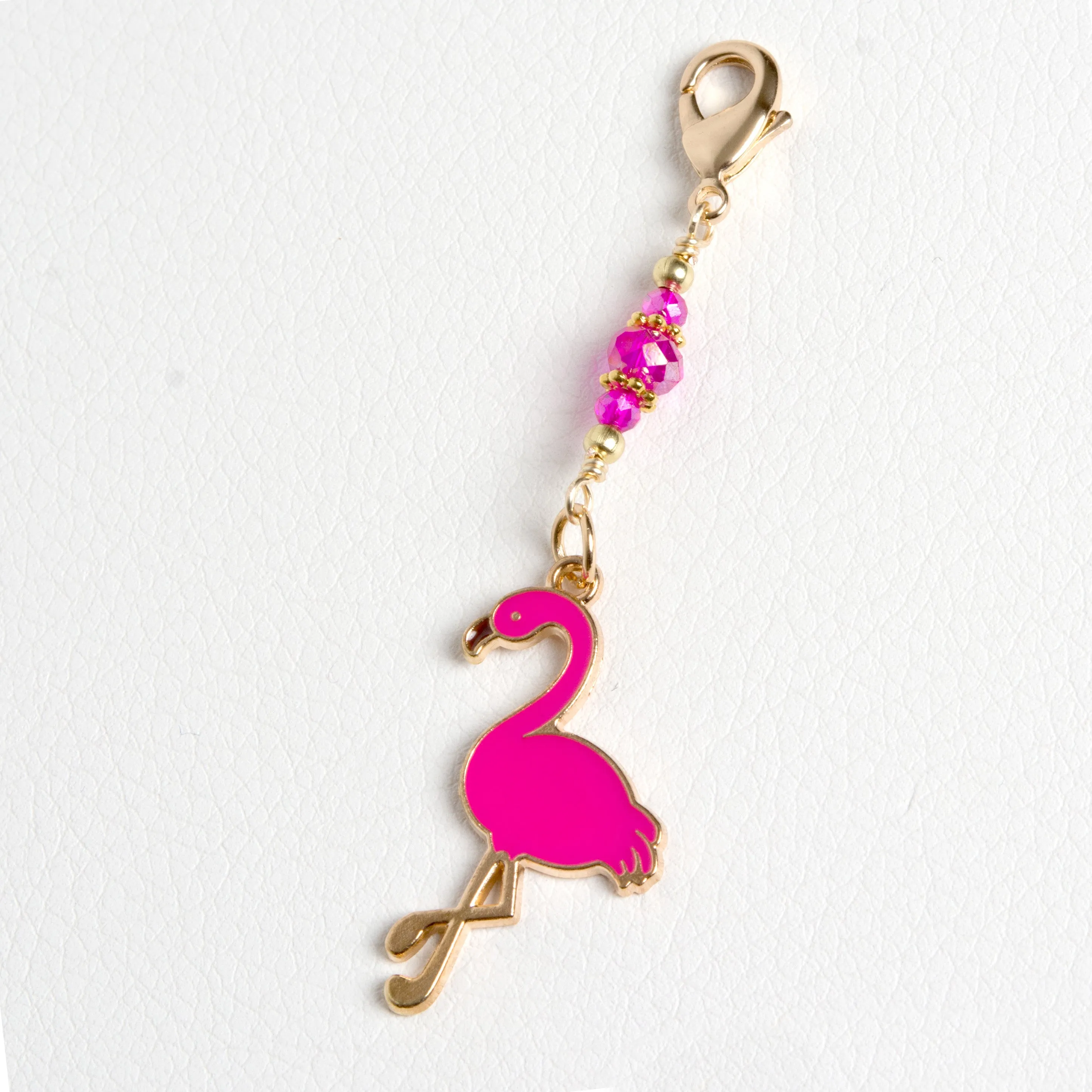 Pink Flamingo Charm with Bead Dangle