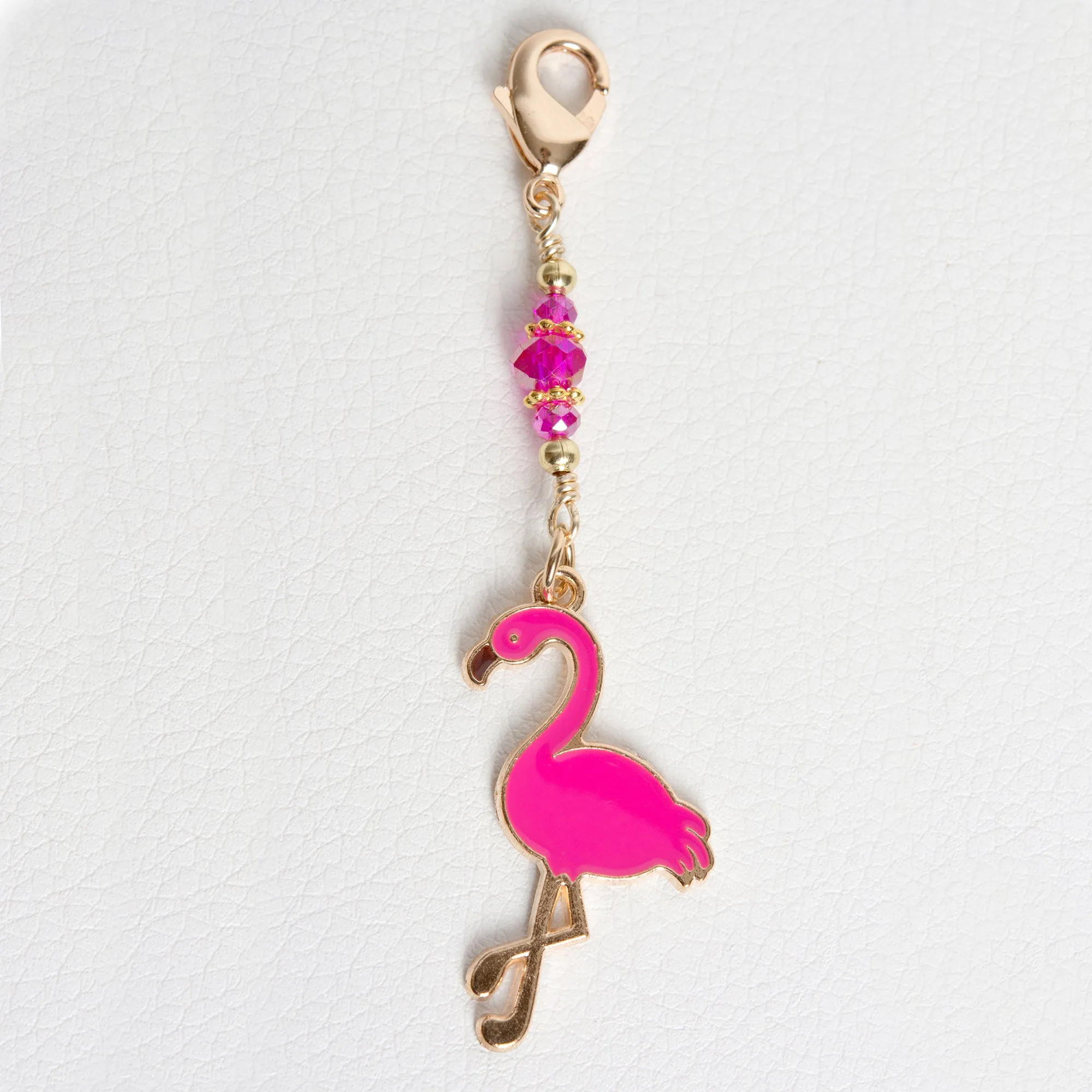 Pink Flamingo Charm with Bead Dangle