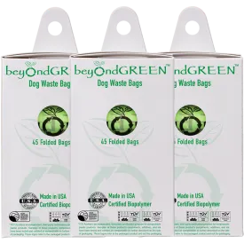 Plant-Based Dog Waste Bags for Leash Dispenser - 3 Packages of 45 Bags Bundle