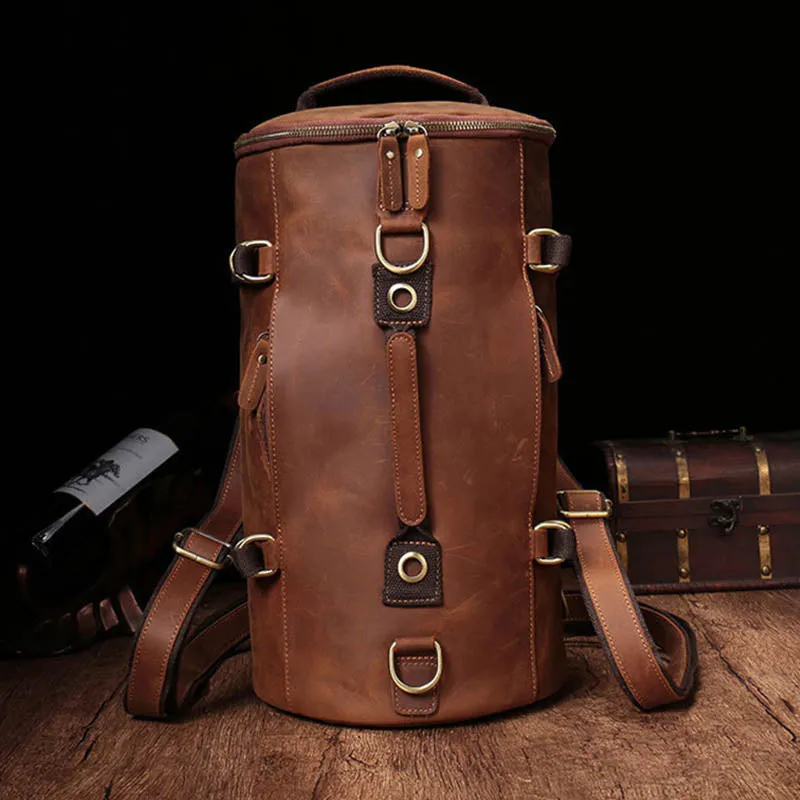 Premium Leather Bucket Backpack