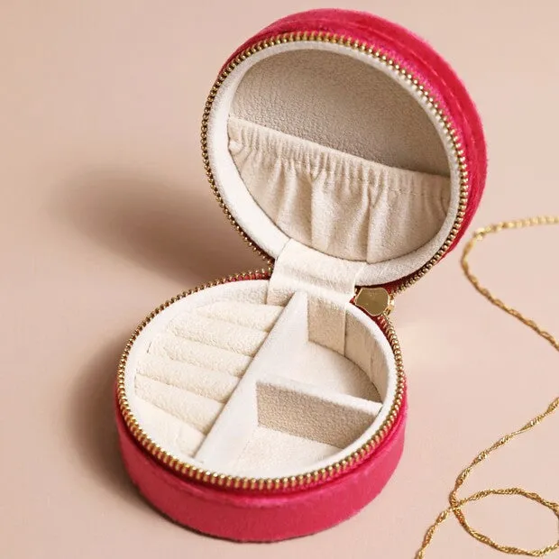 Quilted Velvet Jewelery Case: Deep Pink