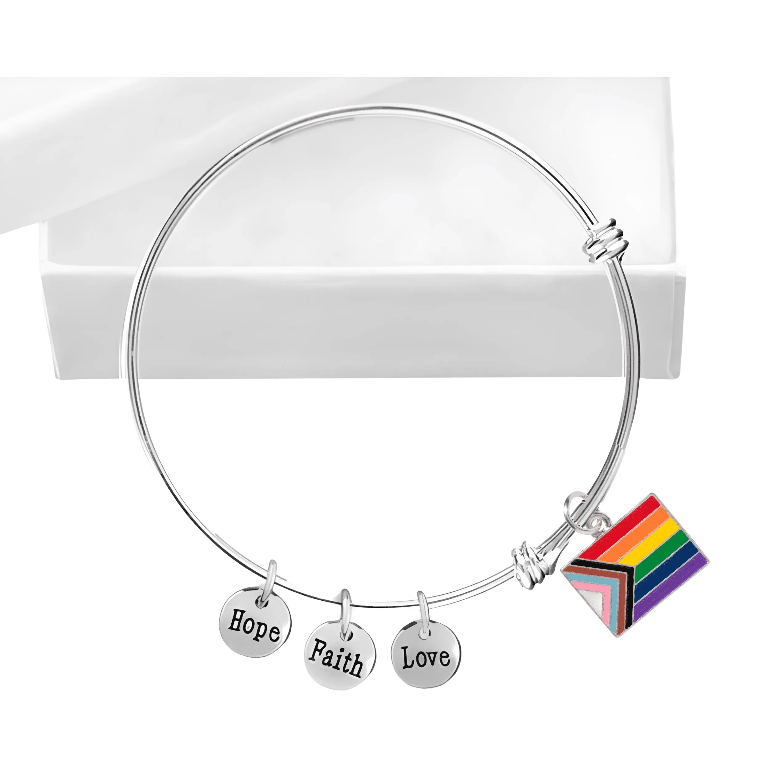 "Progress Pride" Flag by Daniel Quasar Retractable Charm Bracelets