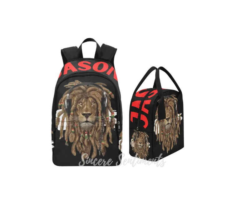 Rasta Lion Backpack and Lunch Bag Set