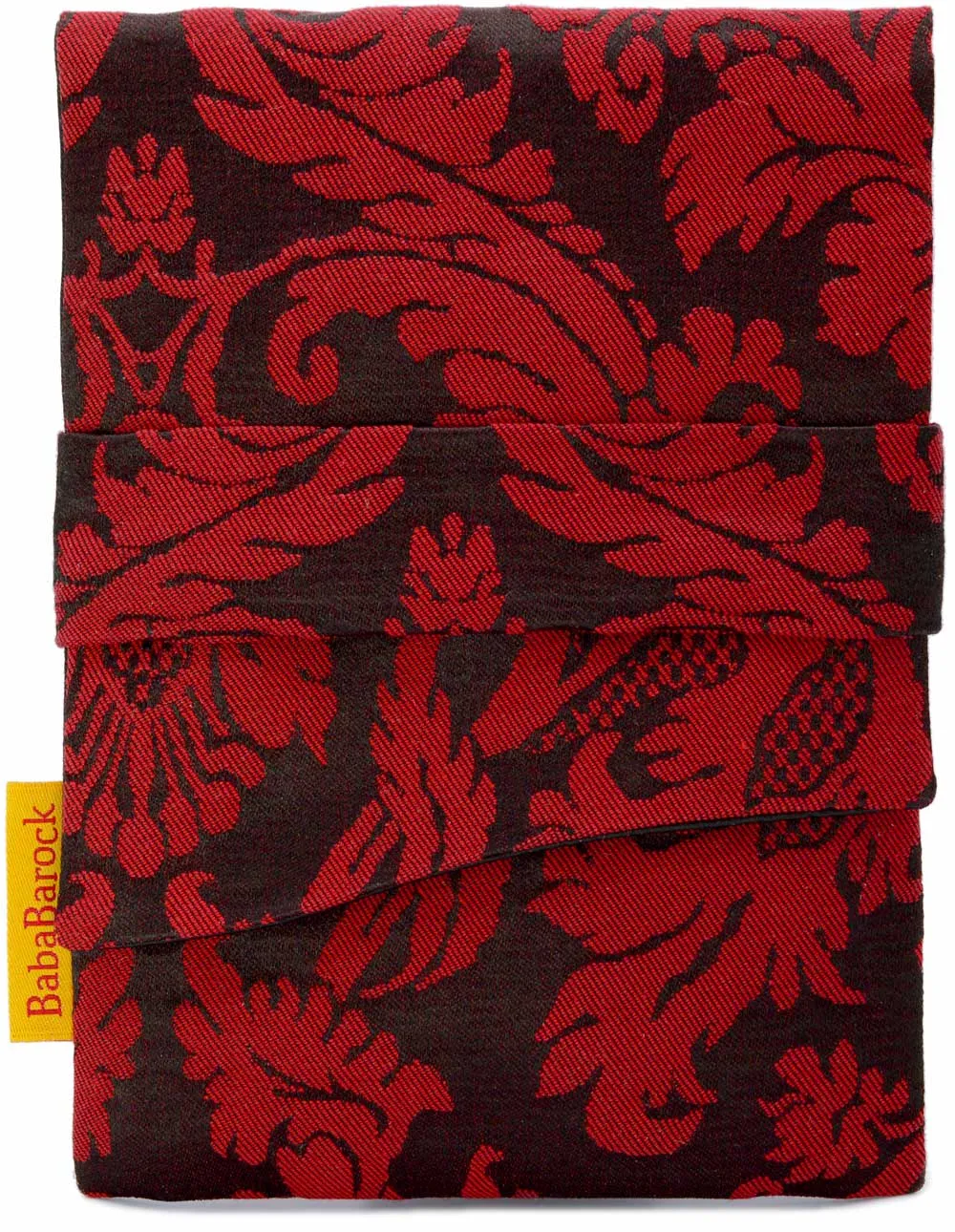 Red & Black Silk Brocade - standard foldover pouch.