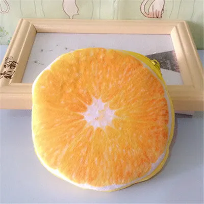 Retail girls fruit coin purses kids Plush Watermelon Strawberry ladies small wallet bag key case women handbag Card Holders