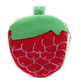 Retail girls fruit coin purses kids Plush Watermelon Strawberry ladies small wallet bag key case women handbag Card Holders