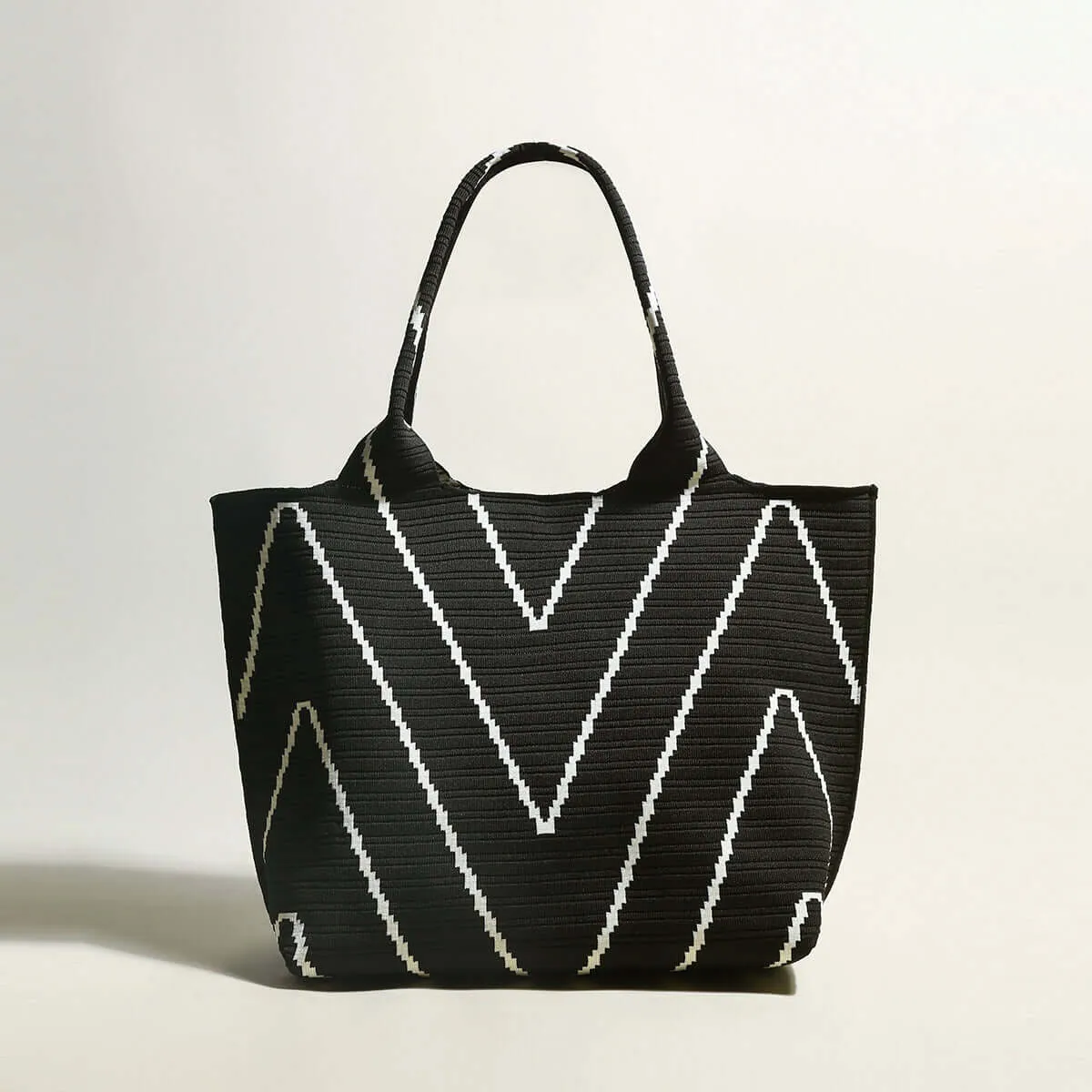 Retro Chevron Black Canvas Tote Bag