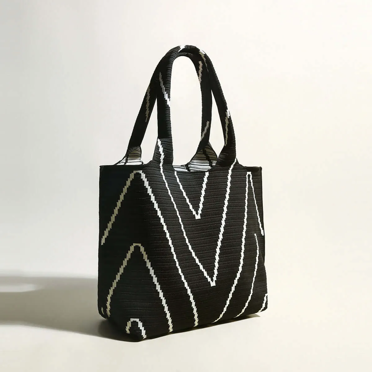 Retro Chevron Black Canvas Tote Bag