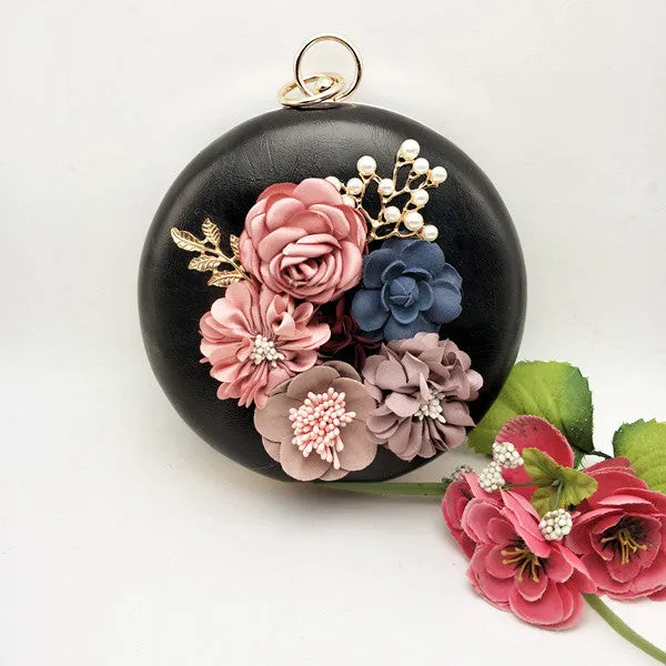 Round Flower Party Ladies Mini Evening Clutch Bags Chain Women Hand Shoulder Small Bags Fashion Crossbody Bag Minaudiere Purse