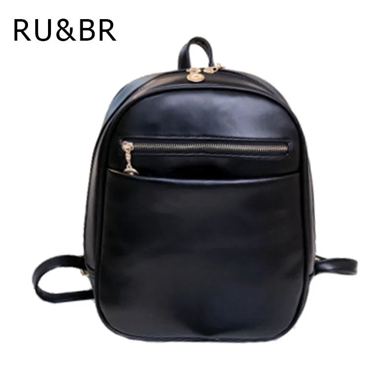 RU&BR Preppy Style Leather Backpacks Hot Sale Women Shopping Clutch Designer Fresh Casual Girls Backpacks Candy Shoulders Bags