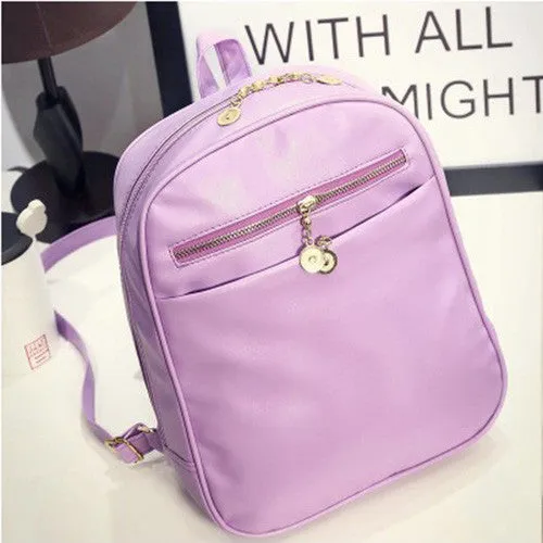 RU&BR Preppy Style Leather Backpacks Hot Sale Women Shopping Clutch Designer Fresh Casual Girls Backpacks Candy Shoulders Bags