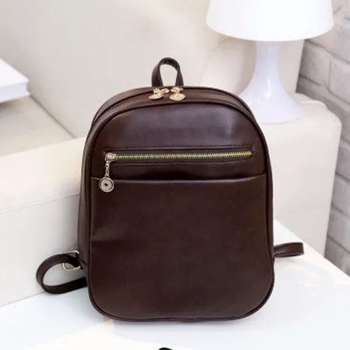 RU&BR Preppy Style Leather Backpacks Hot Sale Women Shopping Clutch Designer Fresh Casual Girls Backpacks Candy Shoulders Bags