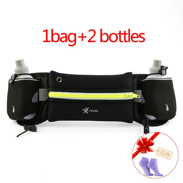 Running Hydration Belt Reflective Running Water Belt Men Women Waist Pack With 2 Bottles 280ml Running Bags