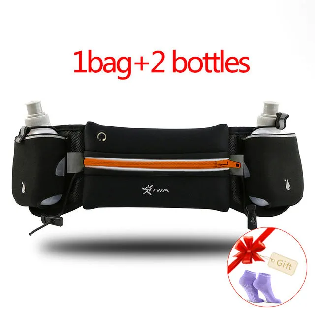 Running Hydration Belt Reflective Running Water Belt Men Women Waist Pack With 2 Bottles 280ml Running Bags