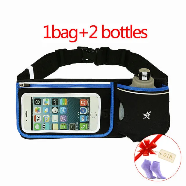 Running Hydration Belt Reflective Running Water Belt Men Women Waist Pack With 2 Bottles 280ml Running Bags