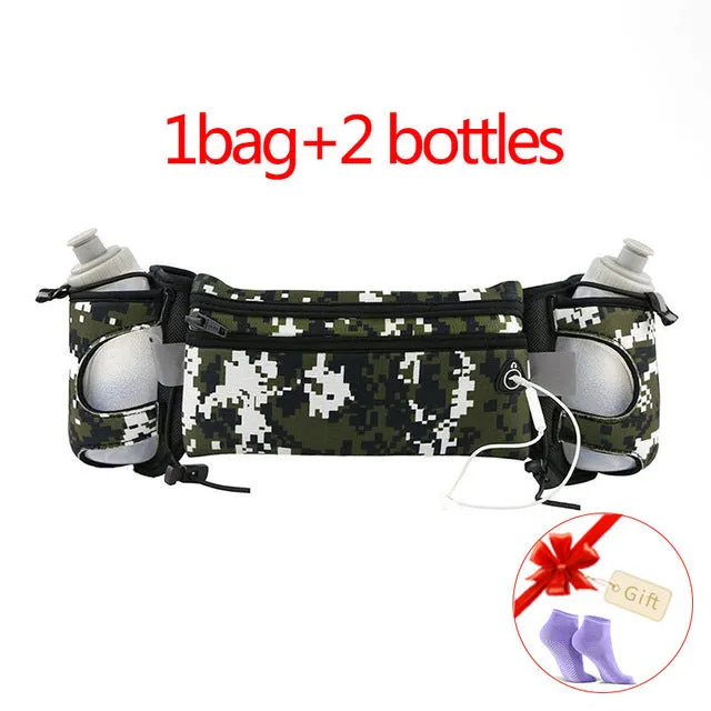 Running Hydration Belt Reflective Running Water Belt Men Women Waist Pack With 2 Bottles 280ml Running Bags