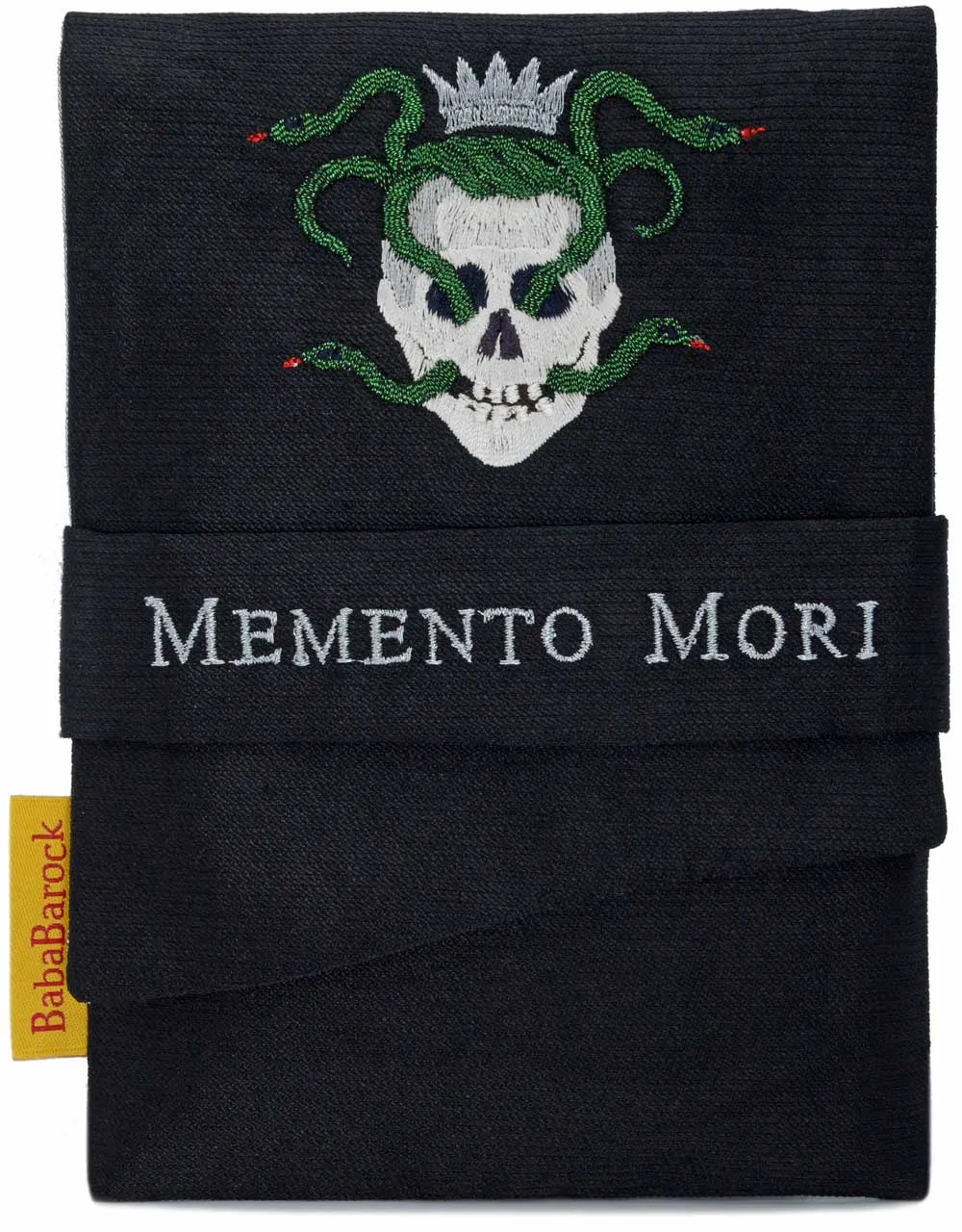 Skull & Snakes - standard foldover pouch in silk.