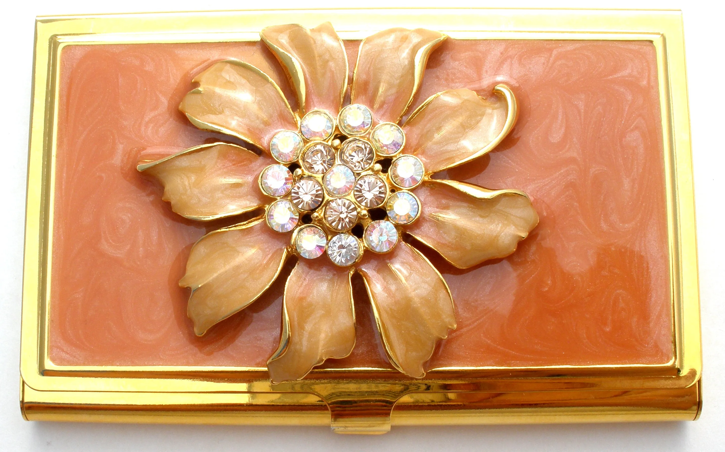 Spring Street Flower Enamel Rhinestone Card Holder