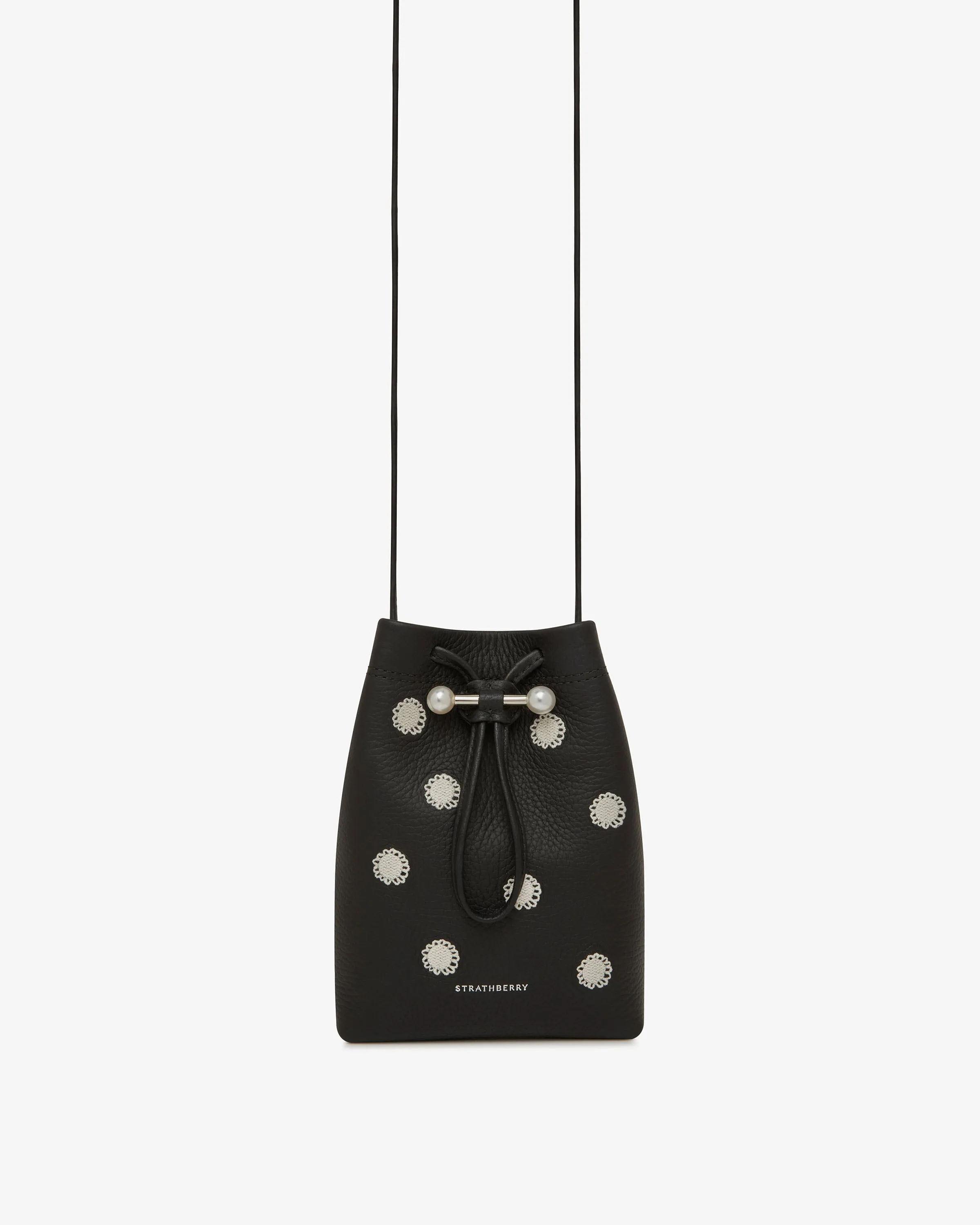 Strathberry x Shrimps Osette Midi Pouch - Black Embroidery