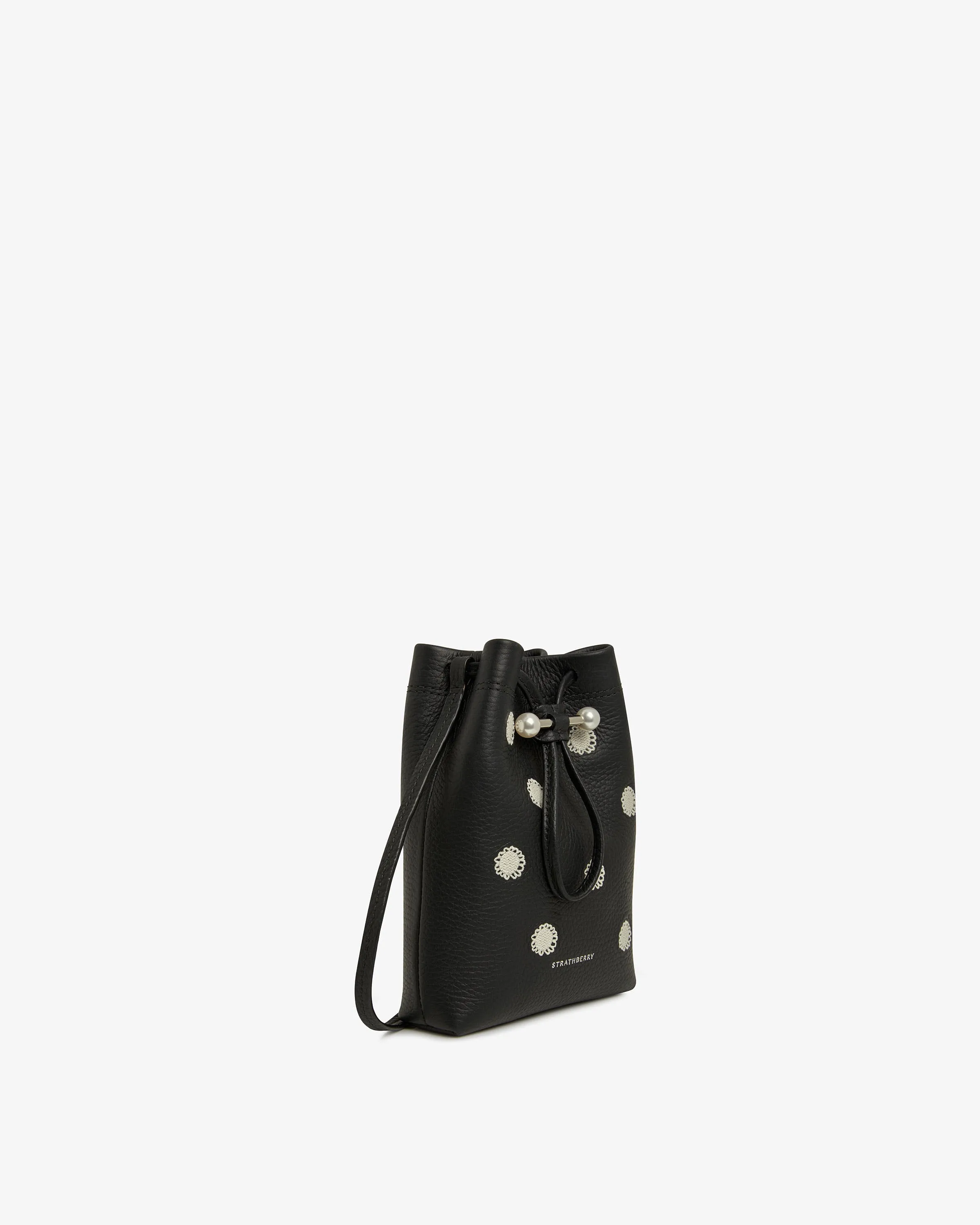 Strathberry x Shrimps Osette Midi Pouch - Black Embroidery