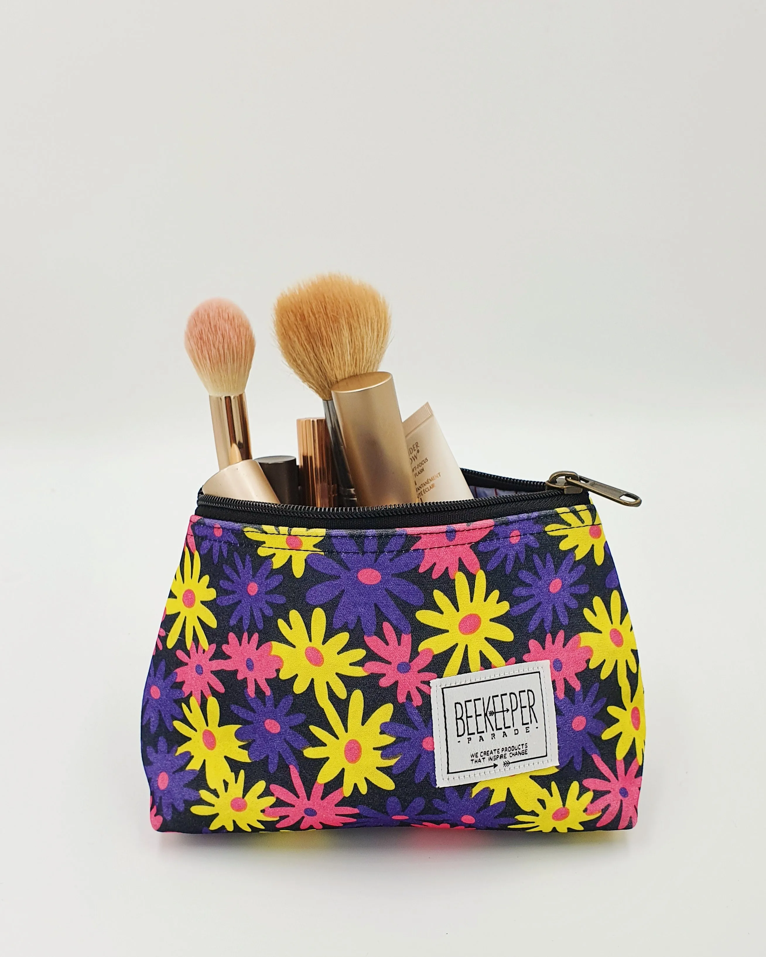 THE "GROW UP. BE A UNICORN 🦄" QUOTE Small Toiletry   Makeup Bag (BLACK CANVASS)