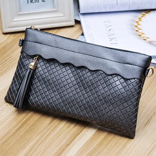 TONGLUN MOBEI 2017 New Fashion Plaid Tassel Women Handbag Envelope Clutch CrossBody Bags Ladies Evening Clutch Purse Hand Bags