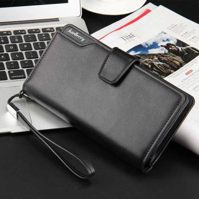 Top Quality  leather long wallet men pruse male clutch zipper around wallets men women money bag pocket mltifunction