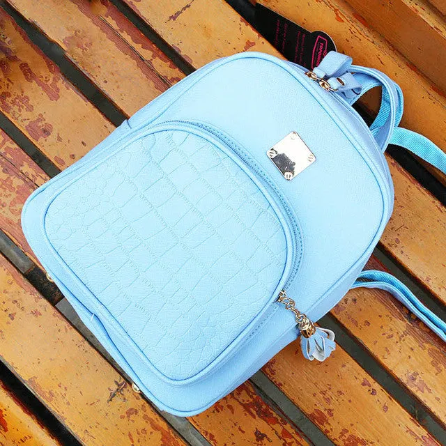 Toposhine 2016 New Korean Backpacks Fashion PU Leather Shoulder Bag Crocodile Pattern Small Backpack Embossed School Bags 1560