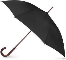 Totes Auto Open Wooden Handle J Stick Umbrella