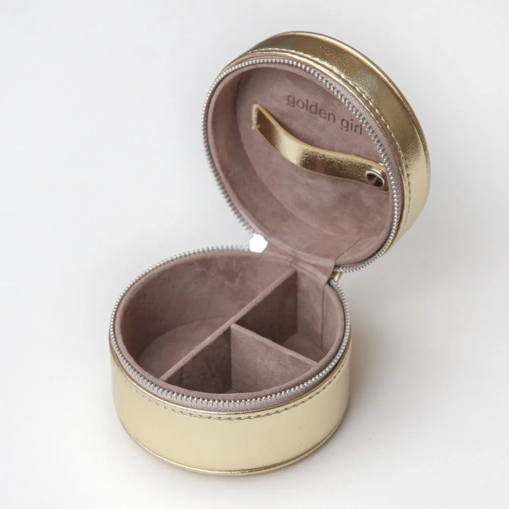 Travel Jewelry Box: Round Gold