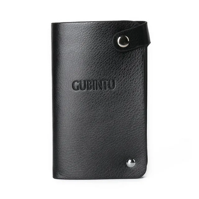 Unisex Slim ID Credit Card Holder PU Leather Business Name Credit ID Card Holder Pocket Case Rotatable Wallet For Men Women