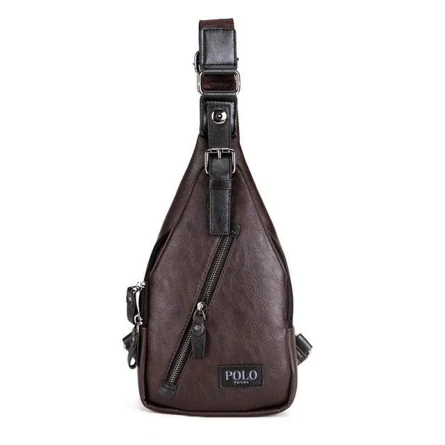 VICUNA POLO Famous Brand Theftproof Magnetic Button Open Leather Mens Chest Bags Fashion Travel Crossbody Bag Man Messenger Bag