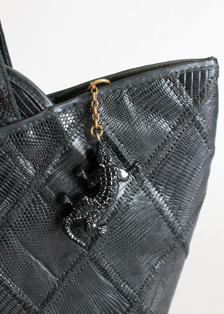 Vintage 1940s Black Lizard Patch Purse