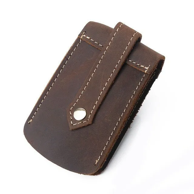 Vintage Casual 100% Genuine Leather Men Men's Car Key Wallet Wallets Holder Case Waist Bag Housekeeper Organizer Holders For Man