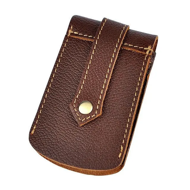 Vintage Casual 100% Genuine Leather Men Men's Car Key Wallet Wallets Holder Case Waist Bag Housekeeper Organizer Holders For Man