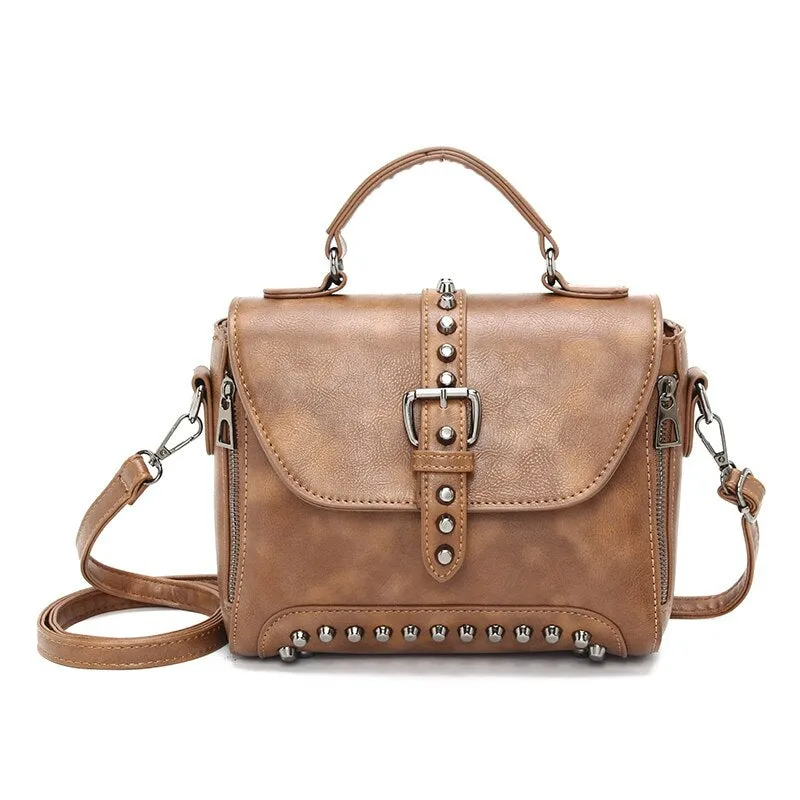 Vintage Cross body Leather Rivet Shoulder Bag