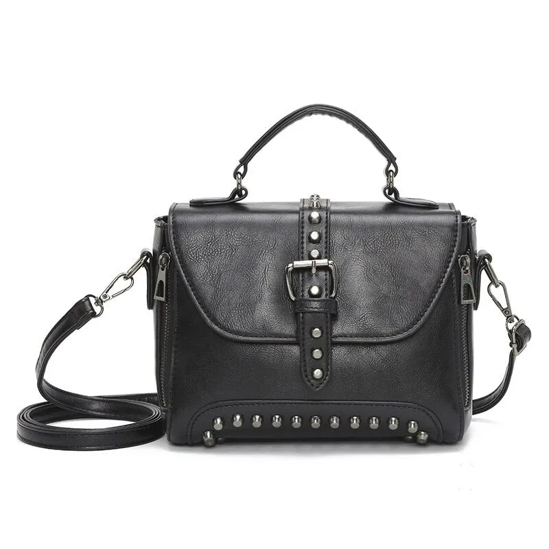 Vintage Cross body Leather Rivet Shoulder Bag