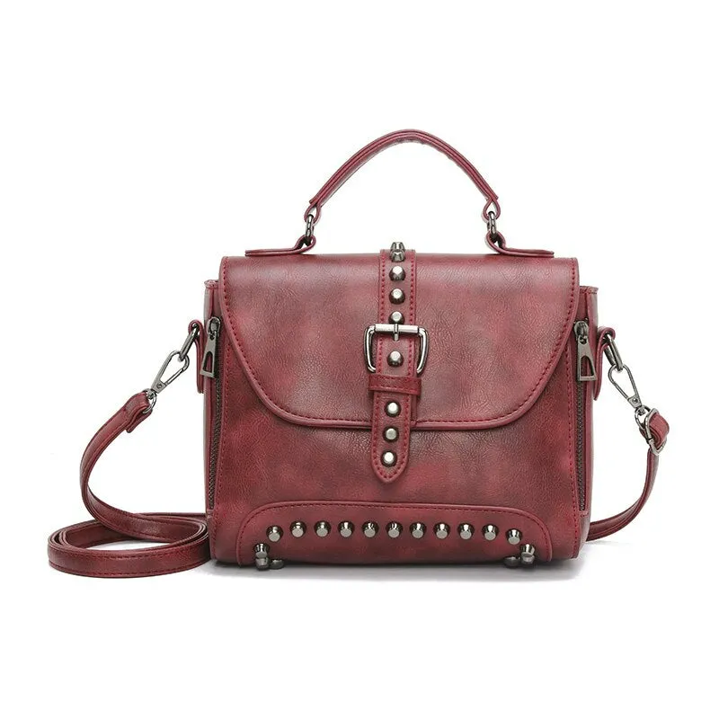 Vintage Cross body Leather Rivet Shoulder Bag