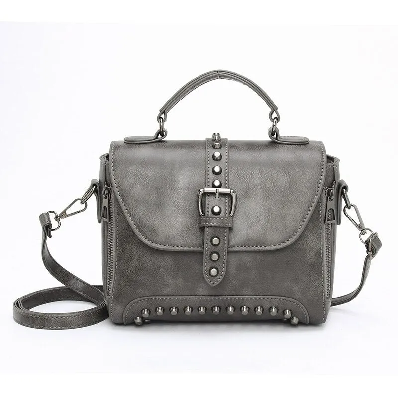 Vintage Cross body Leather Rivet Shoulder Bag