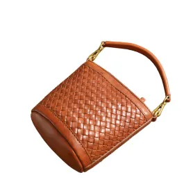 Vintage Handmade Woven Leather Crossbody Handbag 21181