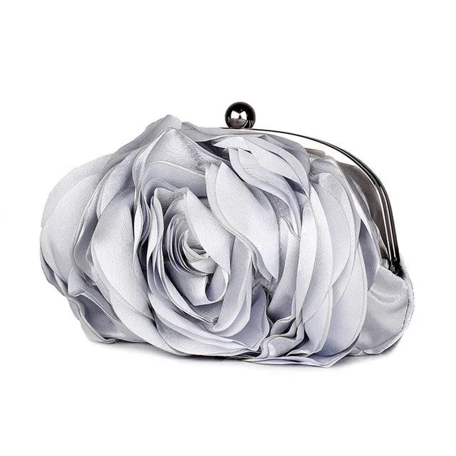 Vintage Ladies Floral Evening Bag Woman Fashion Rose Flower Chain Hand Bag Wedding Party Clutch Dinner Small Purse bolso XA140H