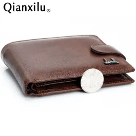 wallet men 100% genuine leather wallets men  real leather purse with coin pocket trifold wallet male clutch purse zipper TOP !