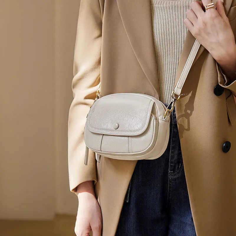 White Stitch Saddle Shoulder Bag