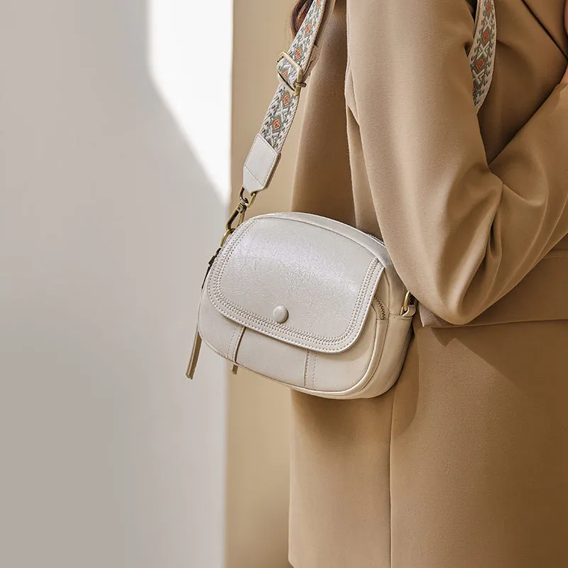 White Stitch Saddle Shoulder Bag