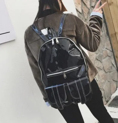 women backpack silver hologram backpack laser back pack men's bag leather holographic daypack sac a dos mochila masculina