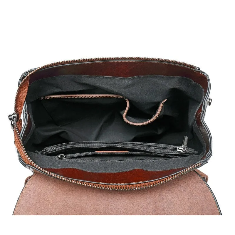 Women Genuine Leather Shoulder Backpack